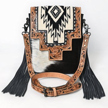 American Darling Cross Body Hand Tooled Saddle Blanket Hair On Genuine Leather Western Women Bag Handbag Purse Crossbody Cute